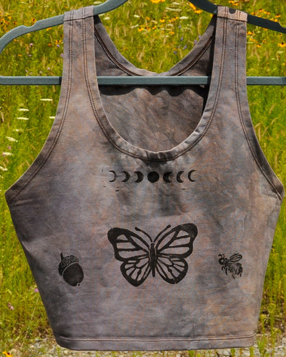 Butterfly Moon, Purple Crop Tank Top