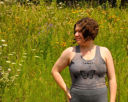 Butterfly Moon, Purple Crop Tank Top