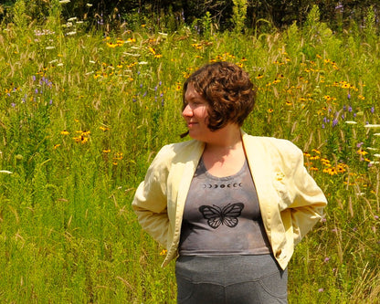 Butterfly Moon, Purple Crop Tank Top