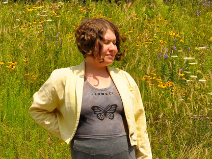 Butterfly Moon, Purple Crop Tank Top