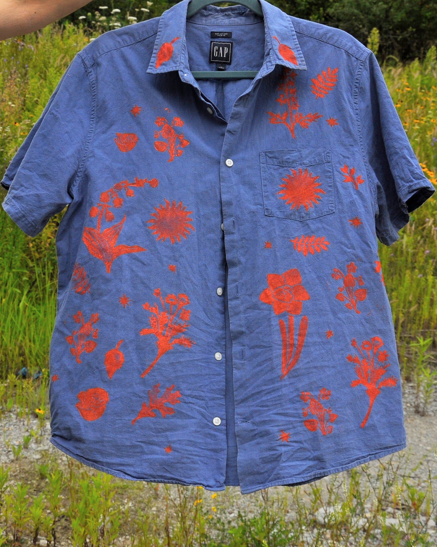 The Herbarium, Linen Blend Short Sleeve Button-Up Shirt